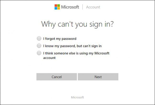 microsoft tool option återställer lösenordet