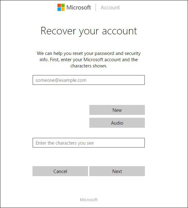 microsoft windows recupera il tuo account
