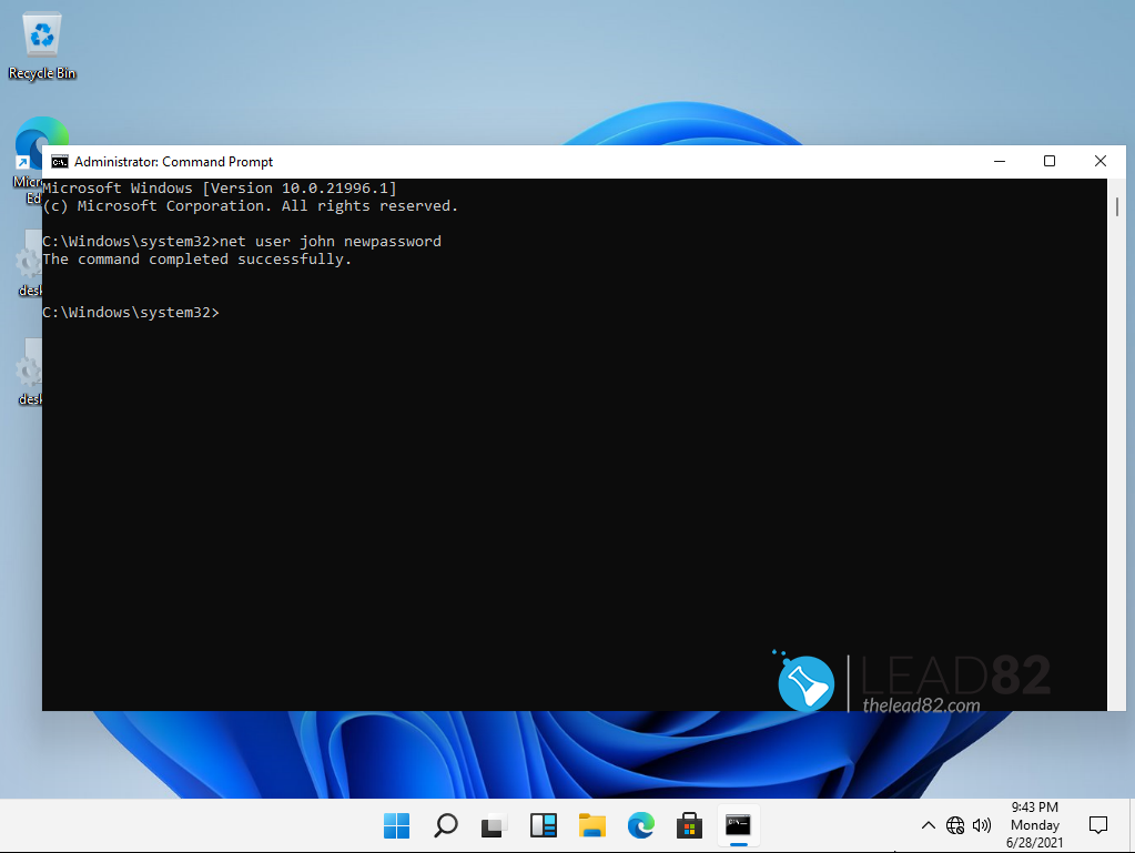 windows 11 changing user password with command prompt