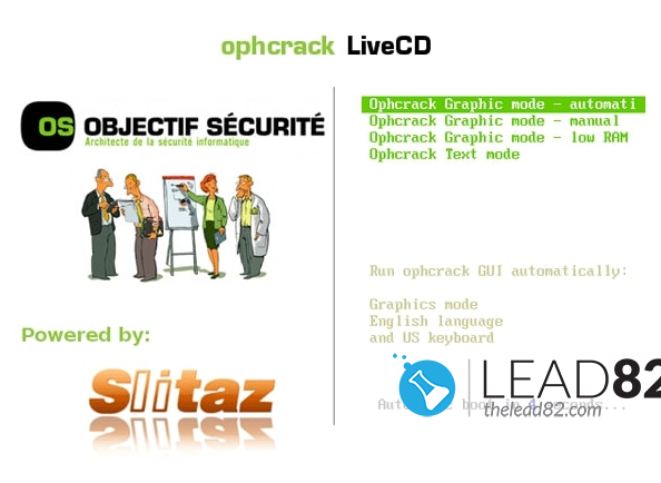 ophcrack live cd menu di avvio