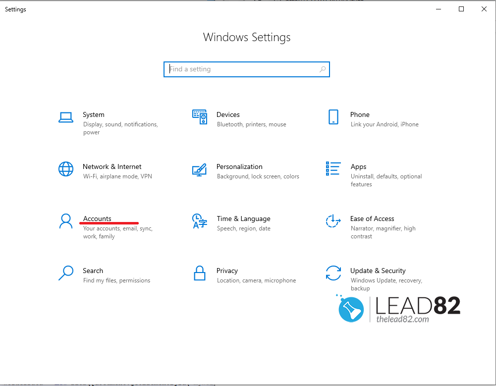 ajustes de windows 10 elegir cuentas