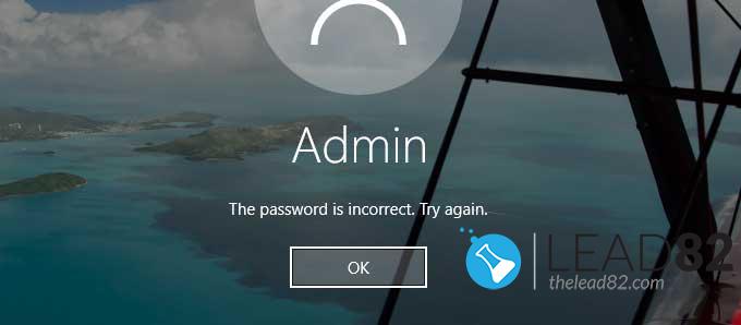 Mot de passe Windows 10 perdu - le mot de passe est incorrect. Essayez à nouveau